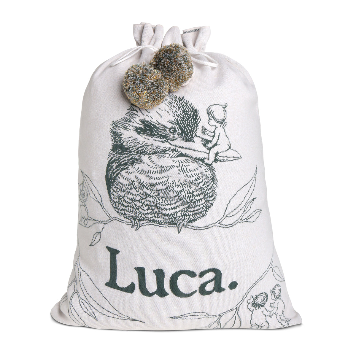Classic Christmas Santa Sack - May Gibbs in Kookaburra Dark Forest - personalised and made to order
