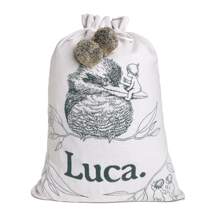 Classic Christmas Santa Sack - May Gibbs in Kookaburra Dark Forest - personalised and made to order