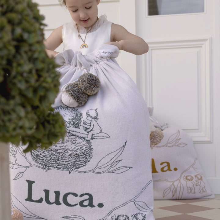 Classic Christmas Santa Sack - May Gibbs in Kookaburra Dark Forest - personalised, view 3