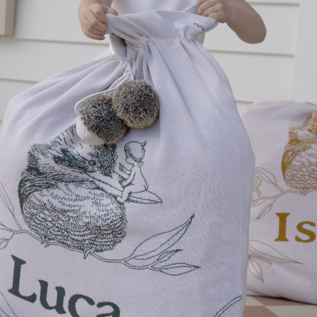 Classic Christmas Santa Sack - May Gibbs in Kookaburra Dark Forest - personalised, view 2