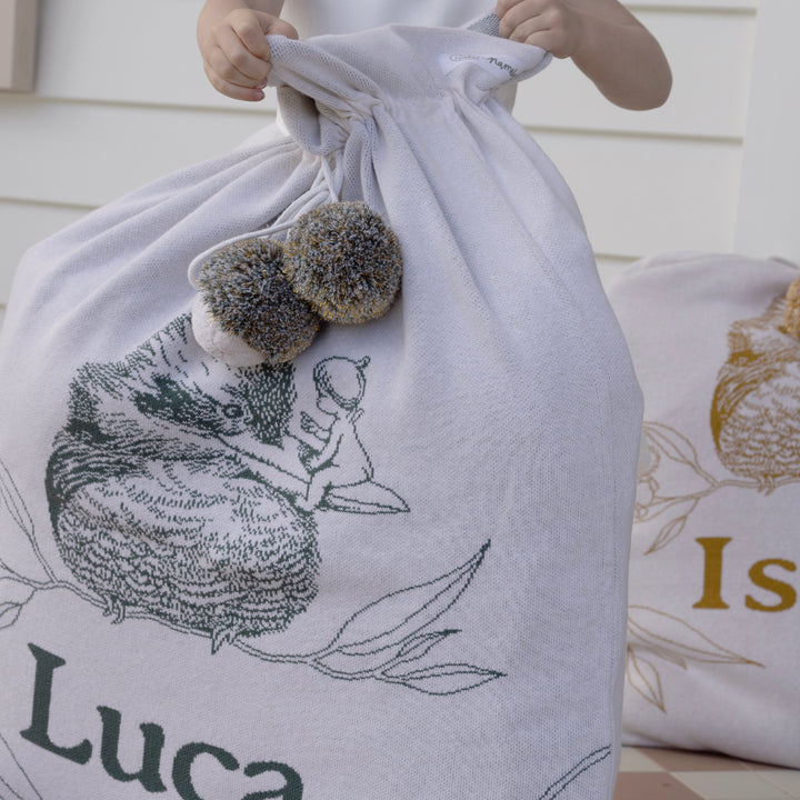 Classic Christmas Santa Sack - May Gibbs in Kookaburra Dark Forest - personalised, view 2