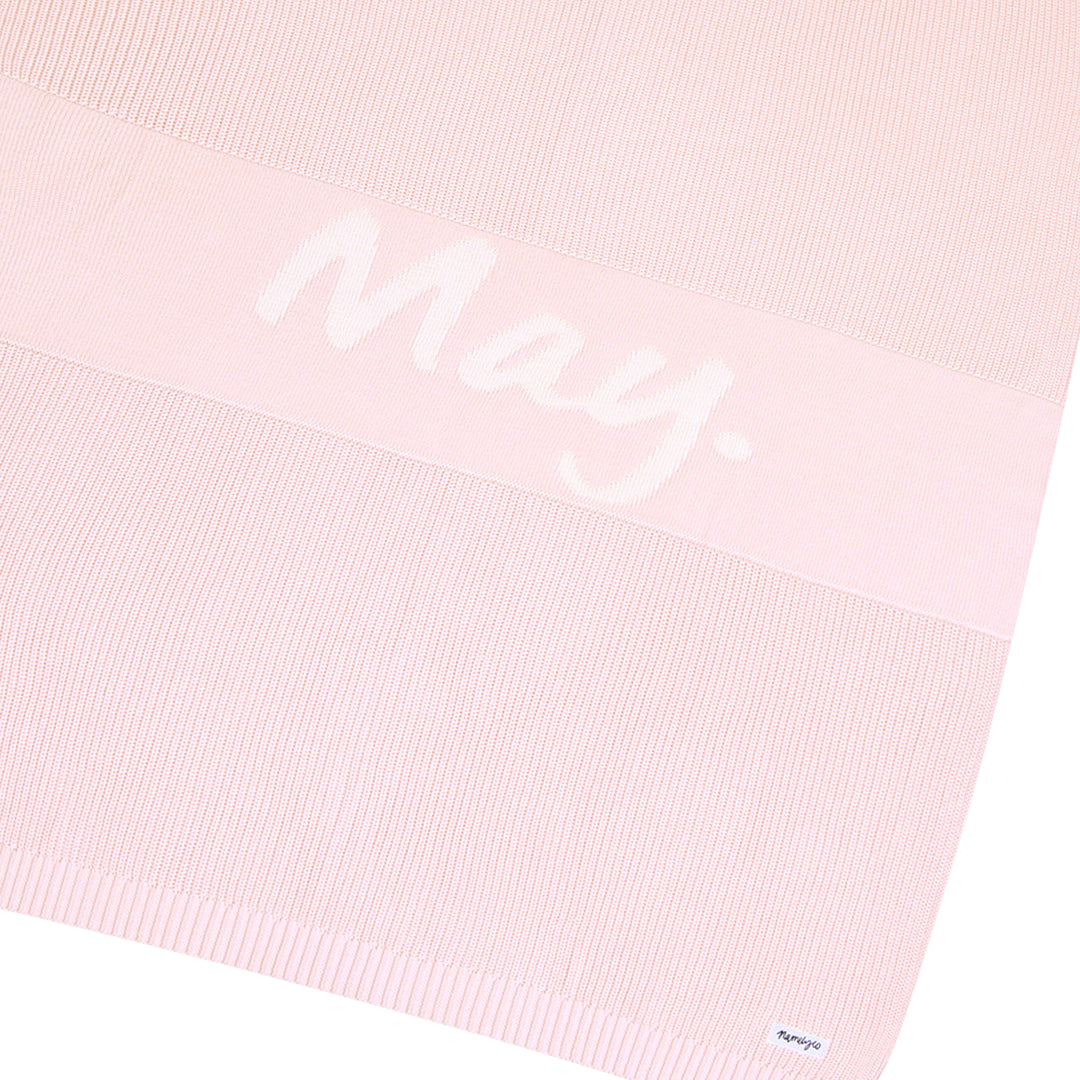 Chunky Knit Name Blanket in Pastel Pink - personalised and made to order by Namely Co