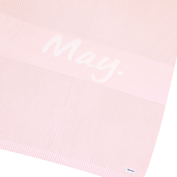 Chunky Knit Name Blanket in Pastel Pink - personalised and made to order by Namely Co