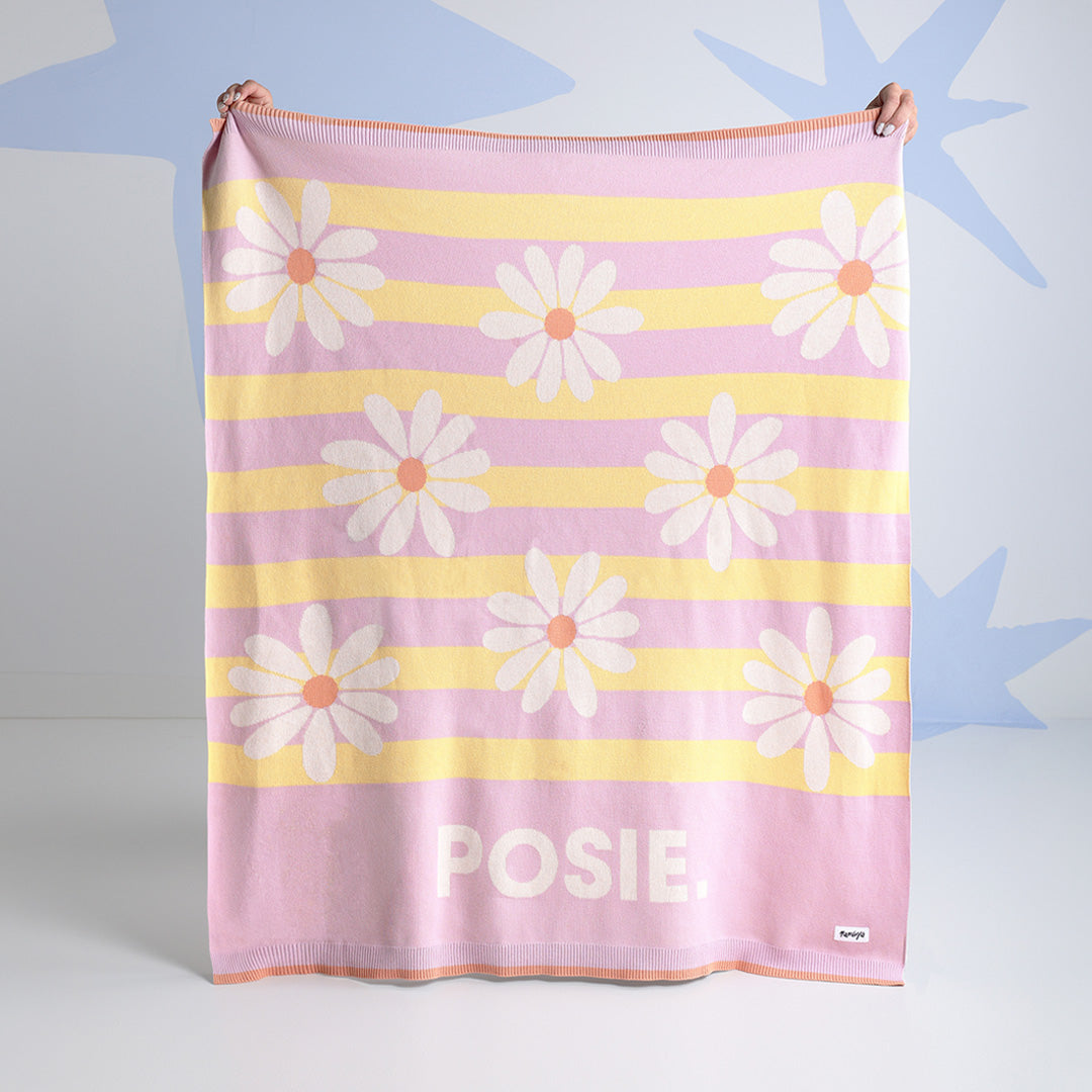 Classic Name Blanket in Daisy Stripe - personalised and made to order by Namely Co, view 2