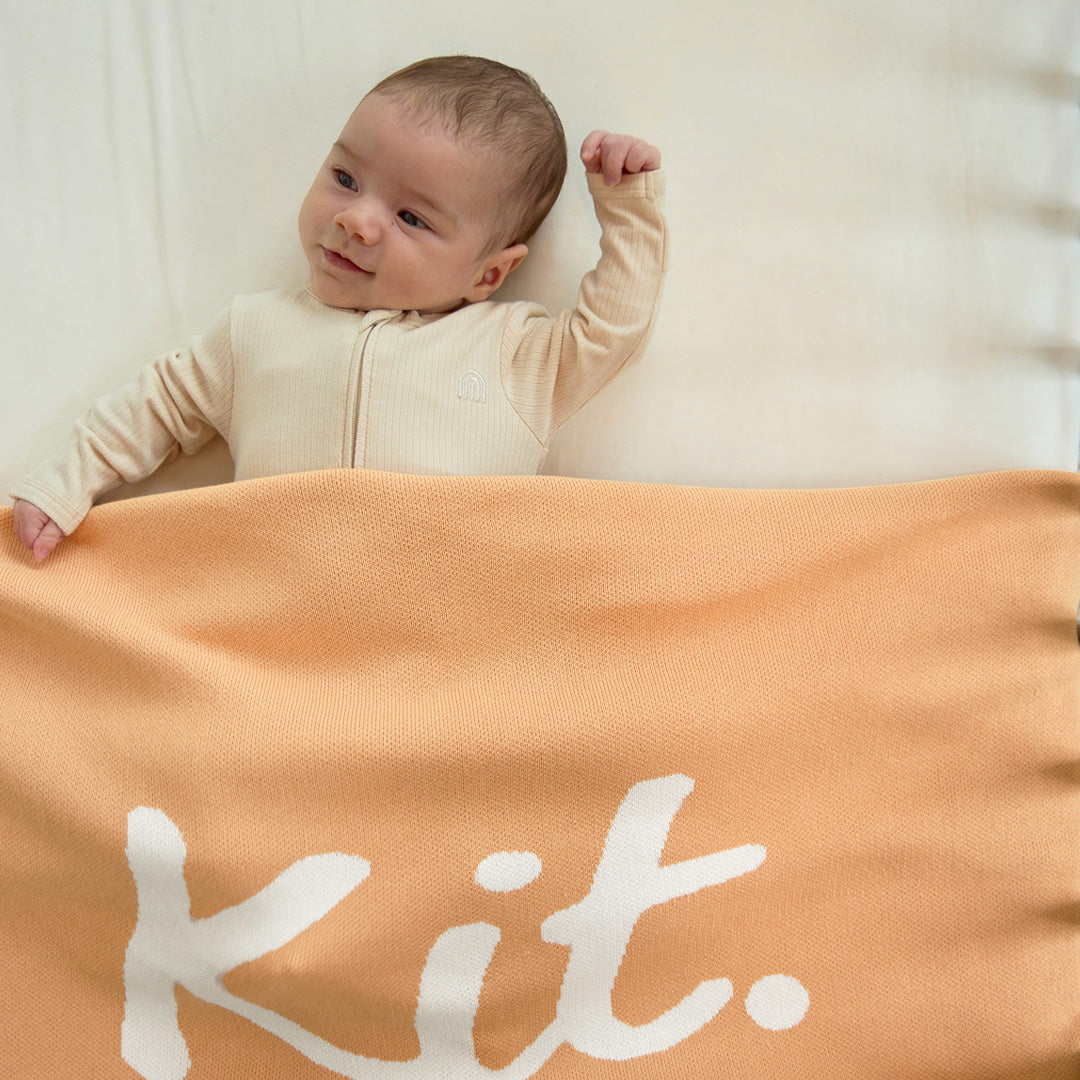 Classic Name Blanket in Peach Nougat - personalised and made to order by Namely Co, view 3