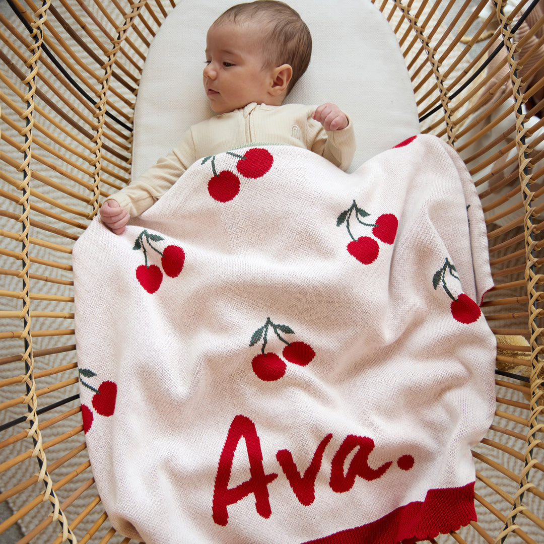 Classic Name Blanket in Cherry Pie - personalised and made to order by Namely Co