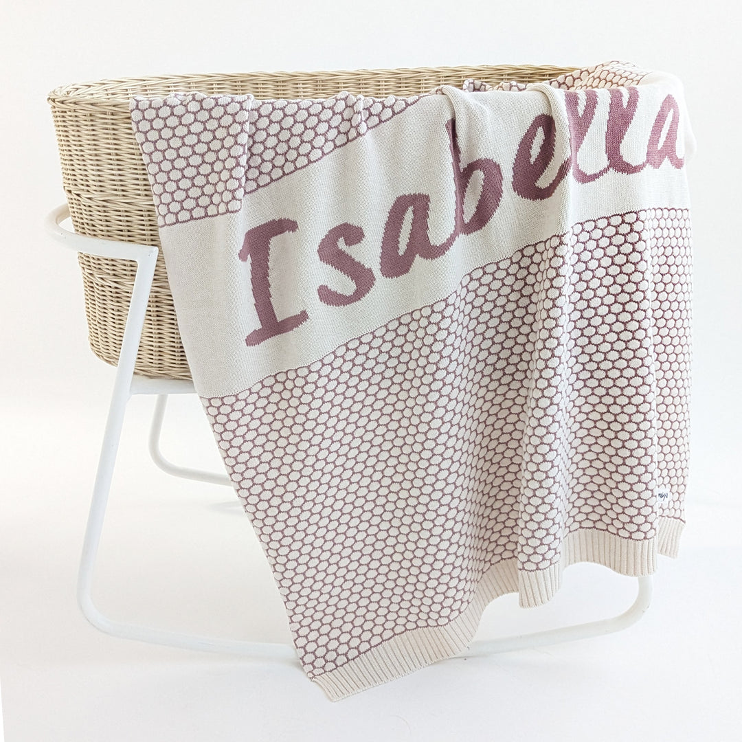 Chunky Bubble Name Blanket in Rose Bloom - personalised and made to order by Namely Co, view 6