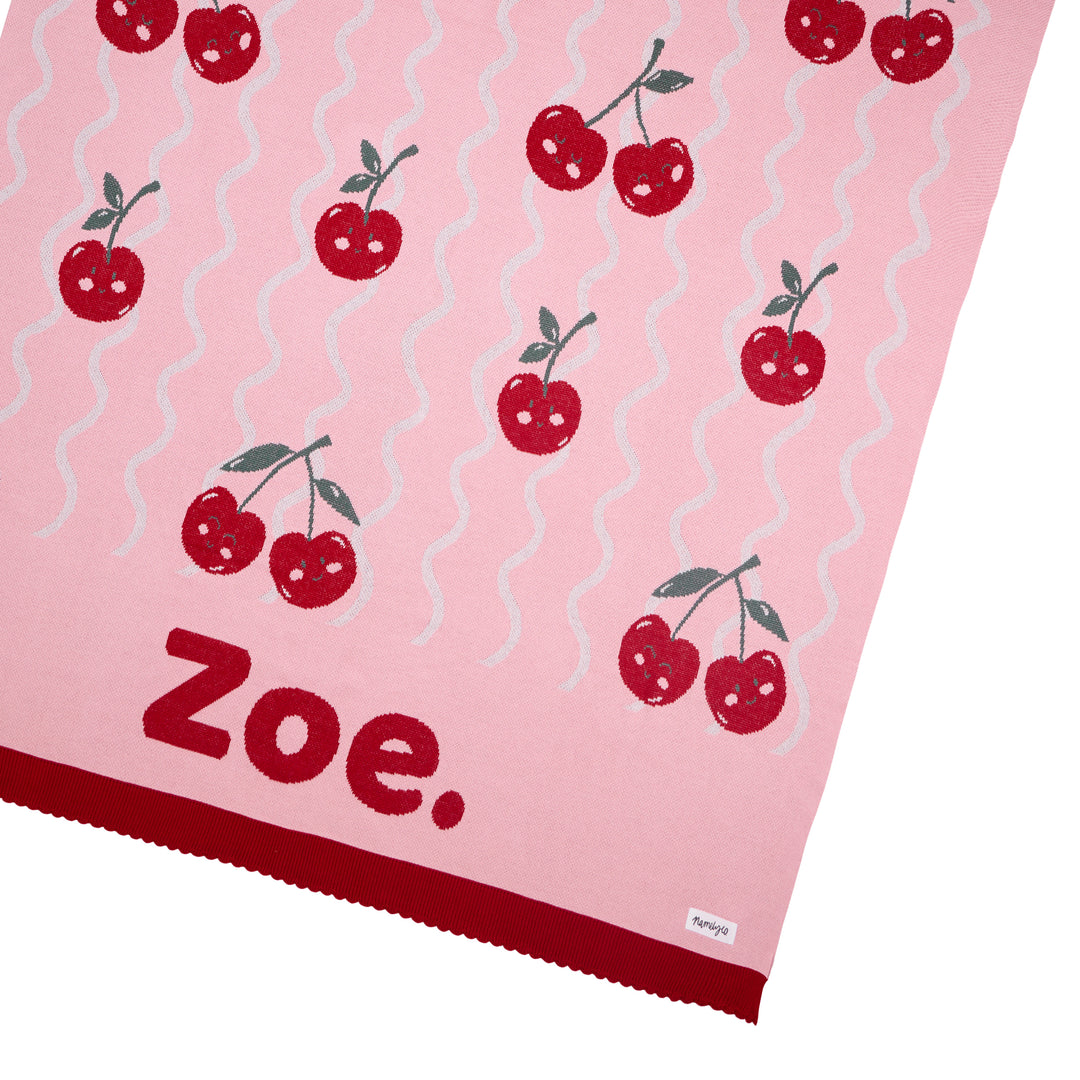 Classic Name Blanket in Cherry Squiggle - personalised and made to order by Namely Co, view 5