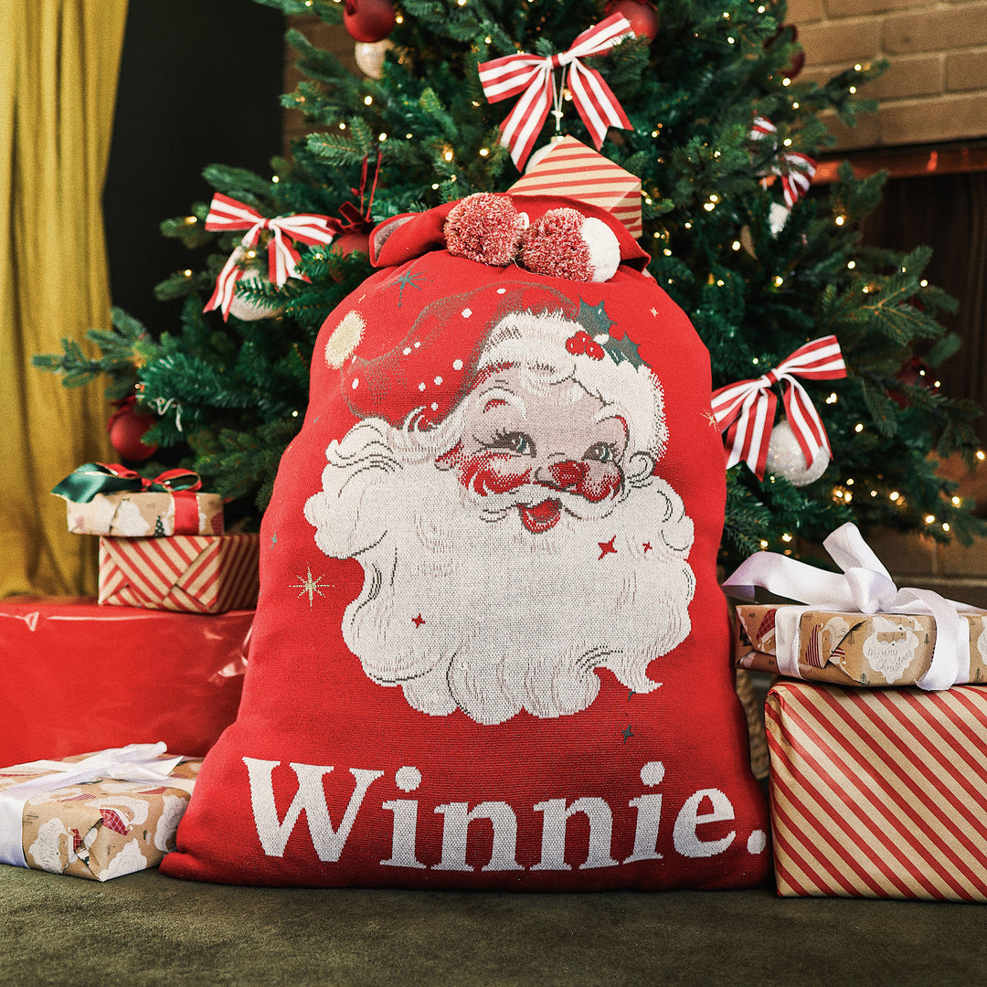 Classic Christmas Santa Sack in Vintage Santa Red - personalised and made to order by Namely Co, view 2