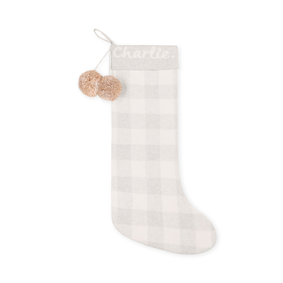 Classic Christmas Santa Stocking in Snow Marle Gingham - personalised and made to order by Namely Co