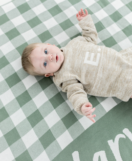 Gingham Name Blanket - Lily Pad