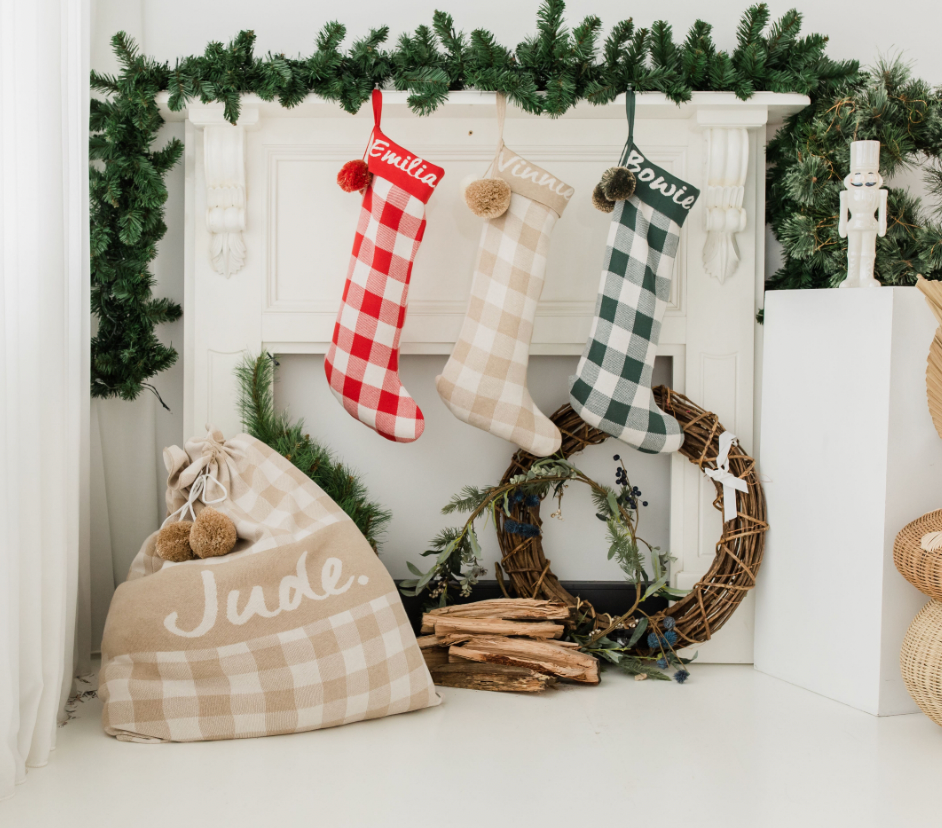 Classic Christmas Santa Stocking in Red Gingham - personalised and made to order by Namely Co, view 2