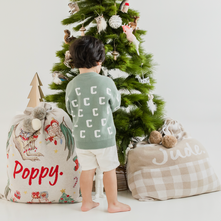Classic Christmas Santa Sack in Light Camel Gingham - personalised and made to order by Namely Co, view 4