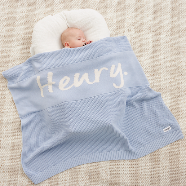 Chunky Knit Name Blanket - Kentucky Blue