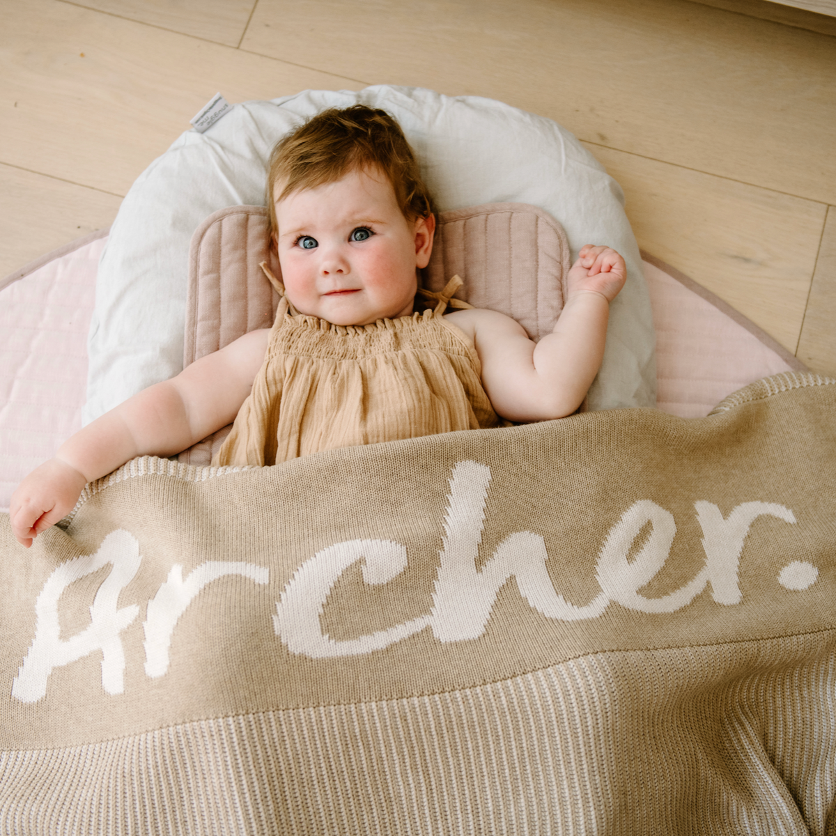 Luxe Rib Name Blanket in Light Camel - personalised and made to order by Namely Co, view 2