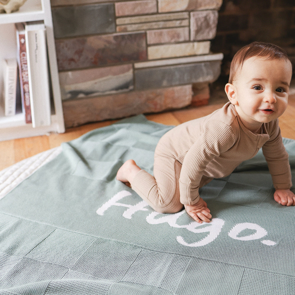 
                  
                    Load image into Gallery viewer, Checkerboard Name Blanket - Lilypad
                  
                