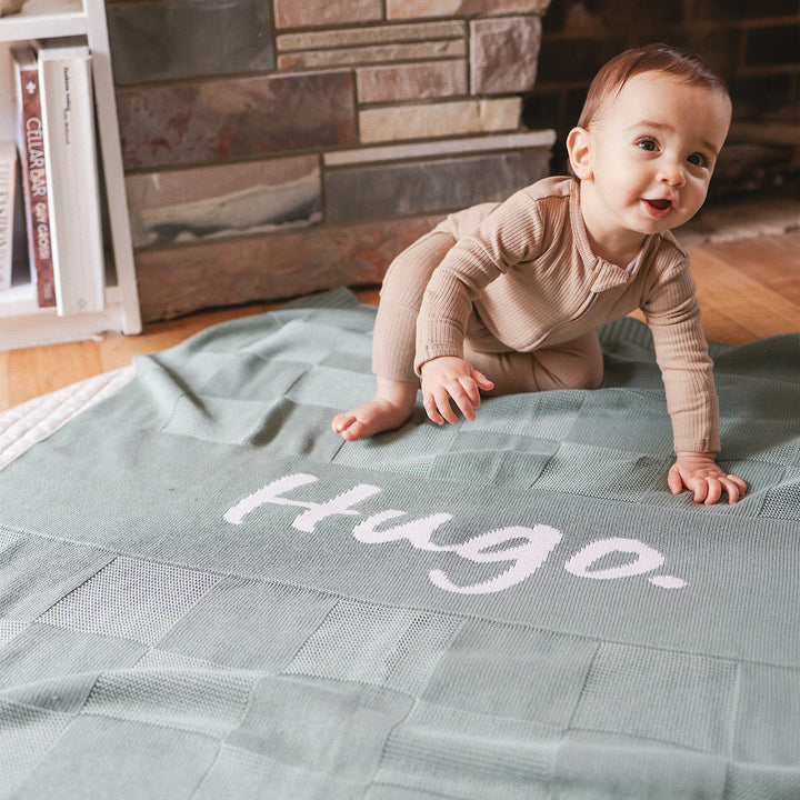 Checkerboard Name Blanket in Lily Pad - personalised and made to order by Namely Co, view 13