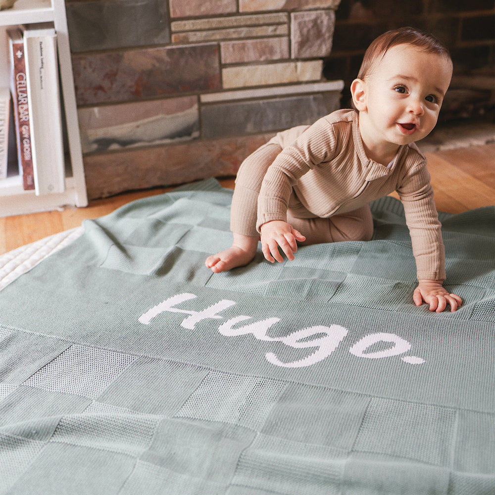 
                  
                    Load image into Gallery viewer, Checkerboard Name Blanket - Lilypad
                  
                