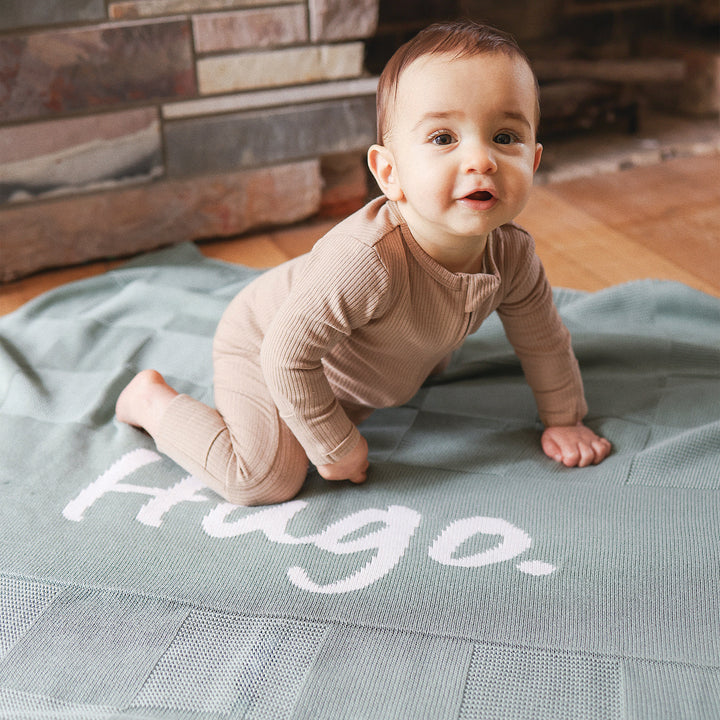 Checkerboard Name Blanket in Lily Pad - personalised and made to order by Namely Co, view 15