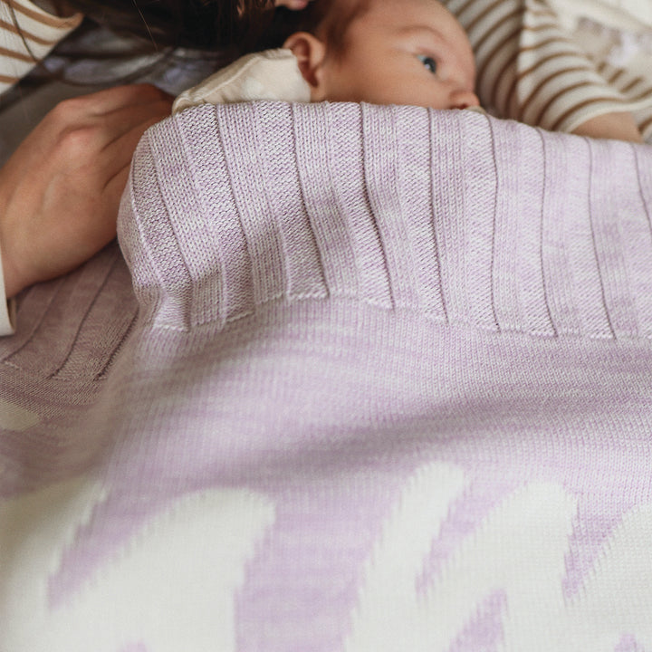 Rib Marle Name Blanket in Lilac - personalised and made to order by Namely Co, view 4
