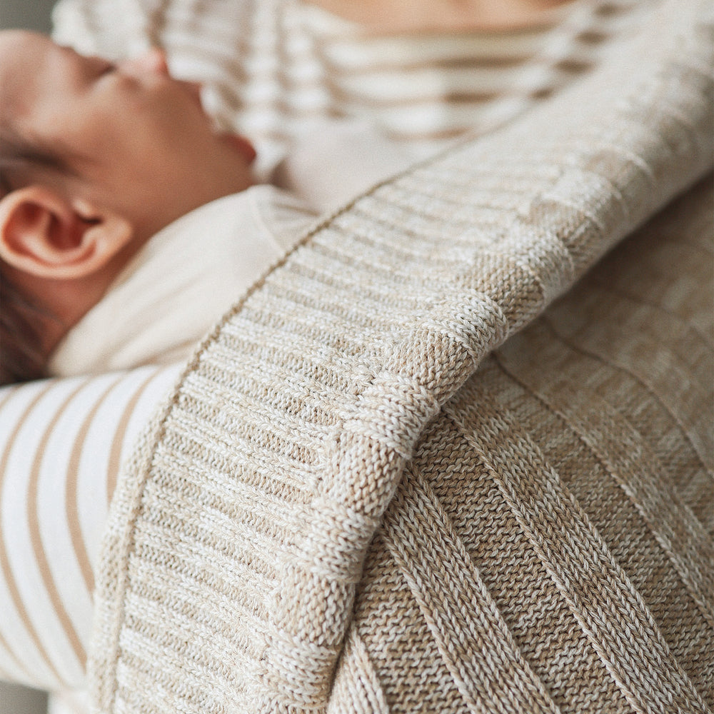 
                  
                    Load image into Gallery viewer, Rib Marle Name Blanket - Light Camel
                  
                