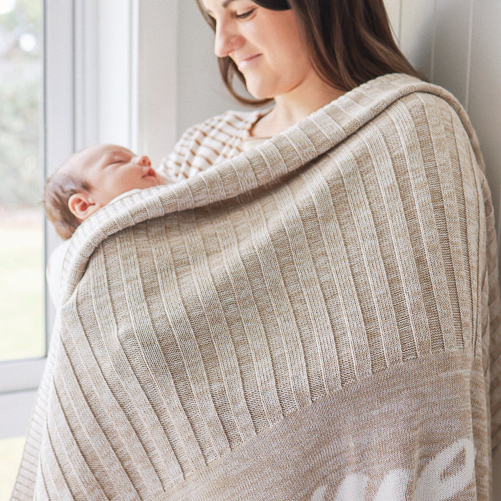 Rib Marle Name Blanket in Light Camel - personalised and made to order by Namely Co, view 2