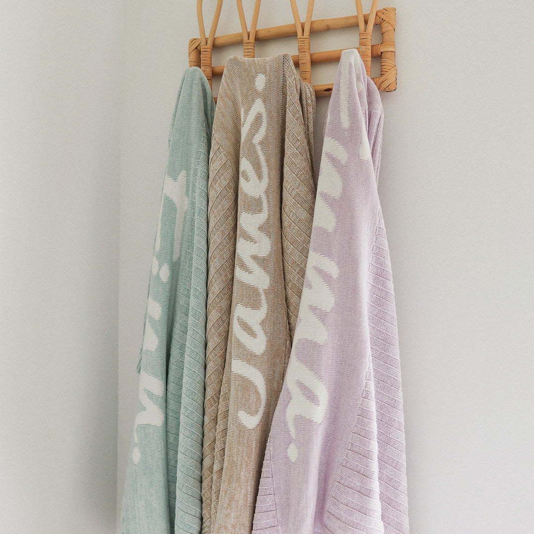 Rib Marle Name Blanket in Light Camel - personalised and made to order by Namely Co, view 5