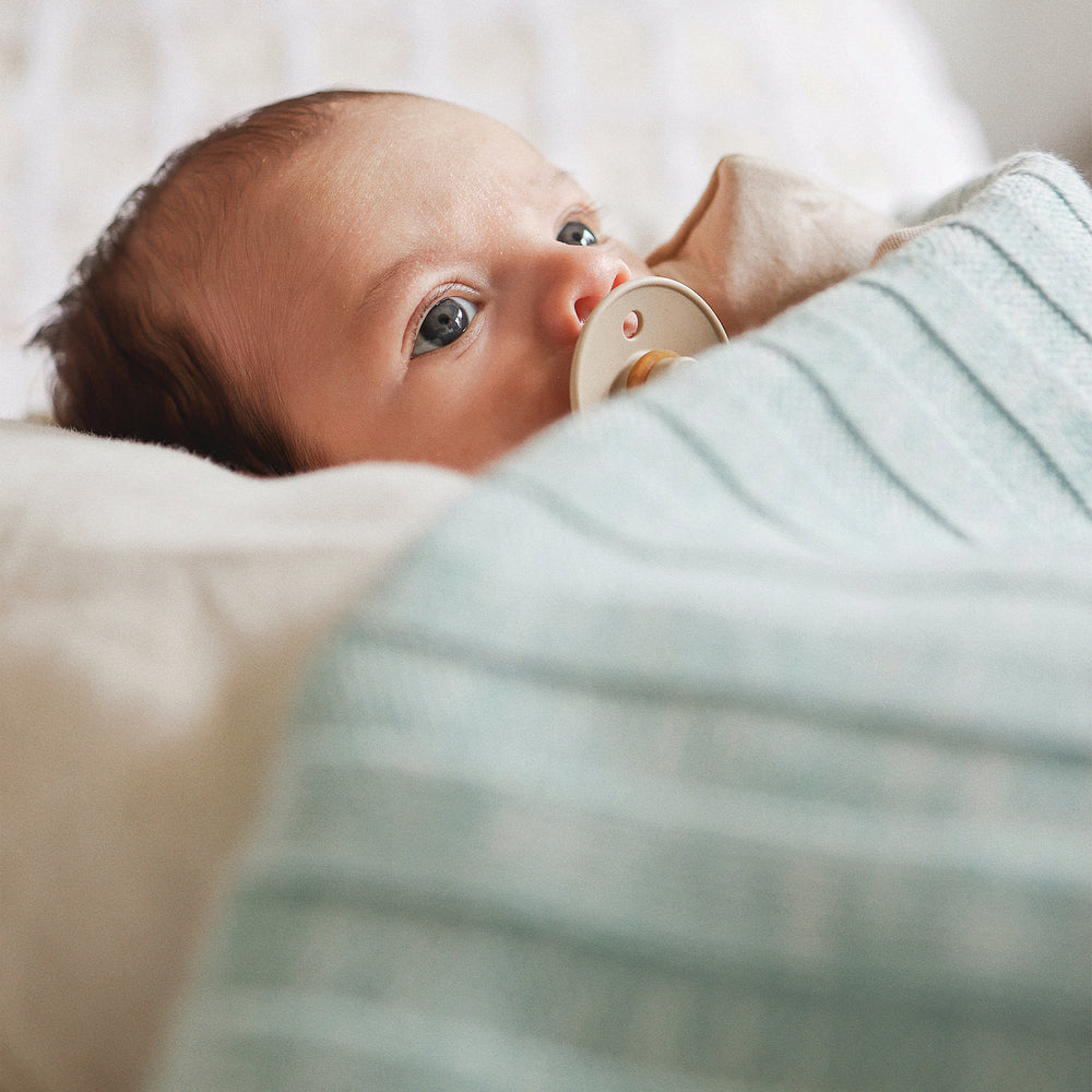 
                  
                    Load image into Gallery viewer, Rib Marle Name Blanket - Haze Blue
                  
                