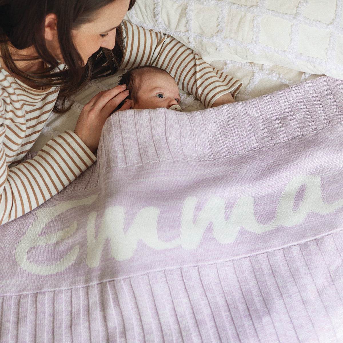 Rib Marle Name Blanket in Lilac - personalised and made to order by Namely Co, view 2