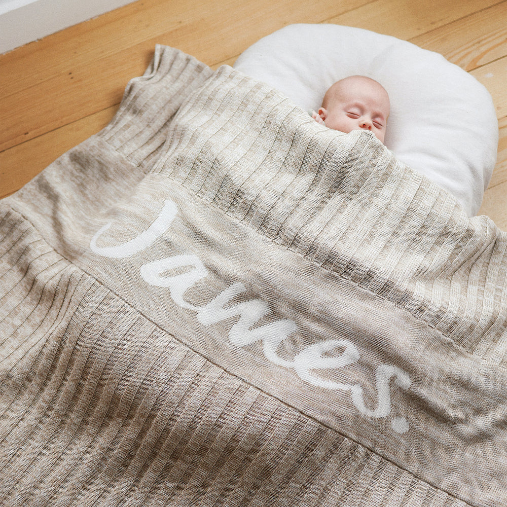 
                  
                    Load image into Gallery viewer, Rib Marle Name Blanket - Light Camel
                  
                