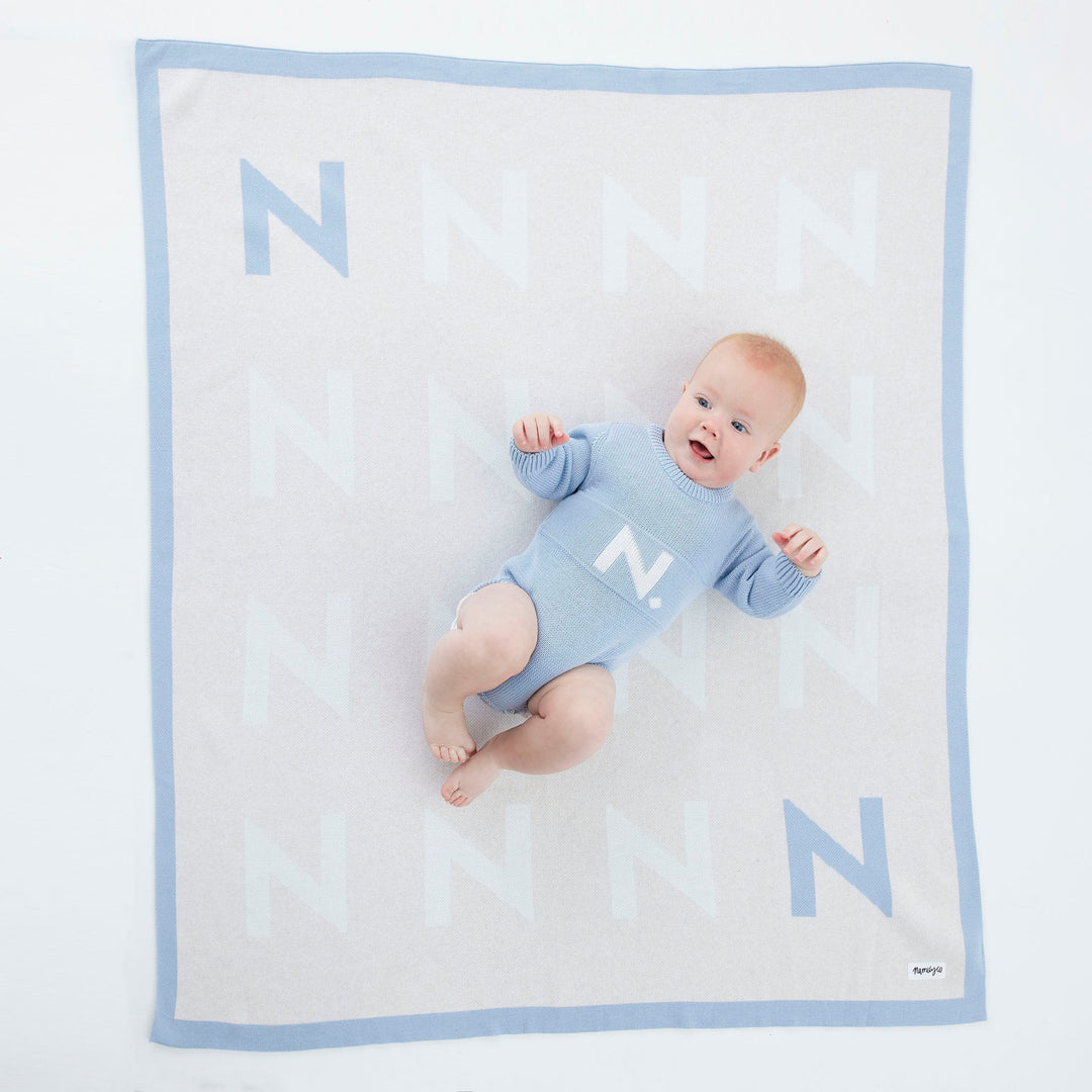 Multi Letter Blanket in Kentucky Blue - personalised and made to order by Namely Co