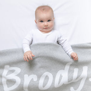 
                  
                    Load image into Gallery viewer, Grey Marl &amp;amp; Ivory Personalised Name Blanket
                  
                