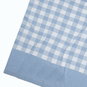 
                  
                    Load image into Gallery viewer, Gingham Check Blue Marl &amp;amp; Ivory Personalised Name Blanket
                  
                