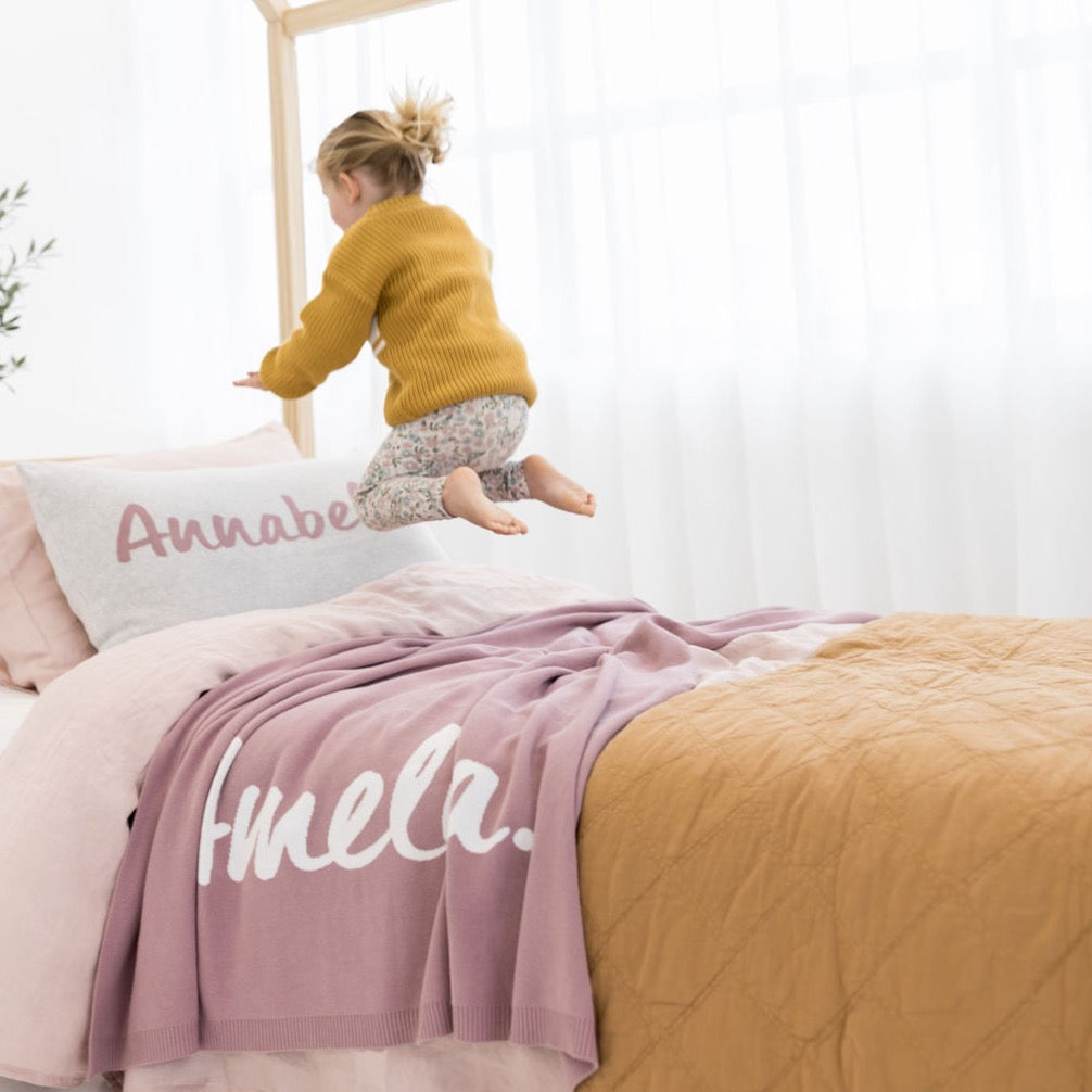 Classic Name Blanket in Rose Bloom - personalised and made to order by Namely Co, view 3