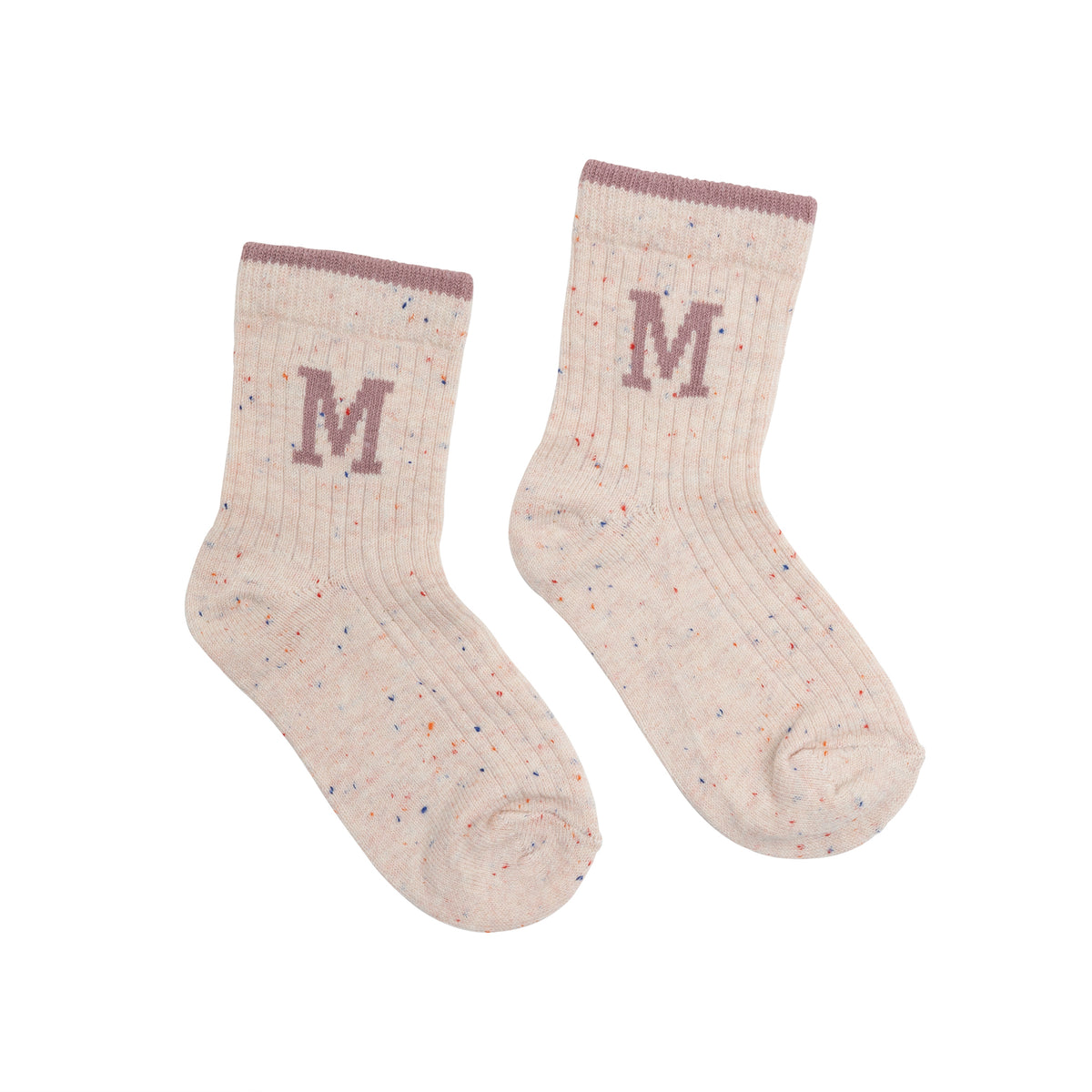 Letter Socks in Light Pink Nep - personalised and made to order by Namely Co