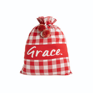 
                  
                    Load image into Gallery viewer, Gingham Red and Stone Marl Santa Sack
                  
                