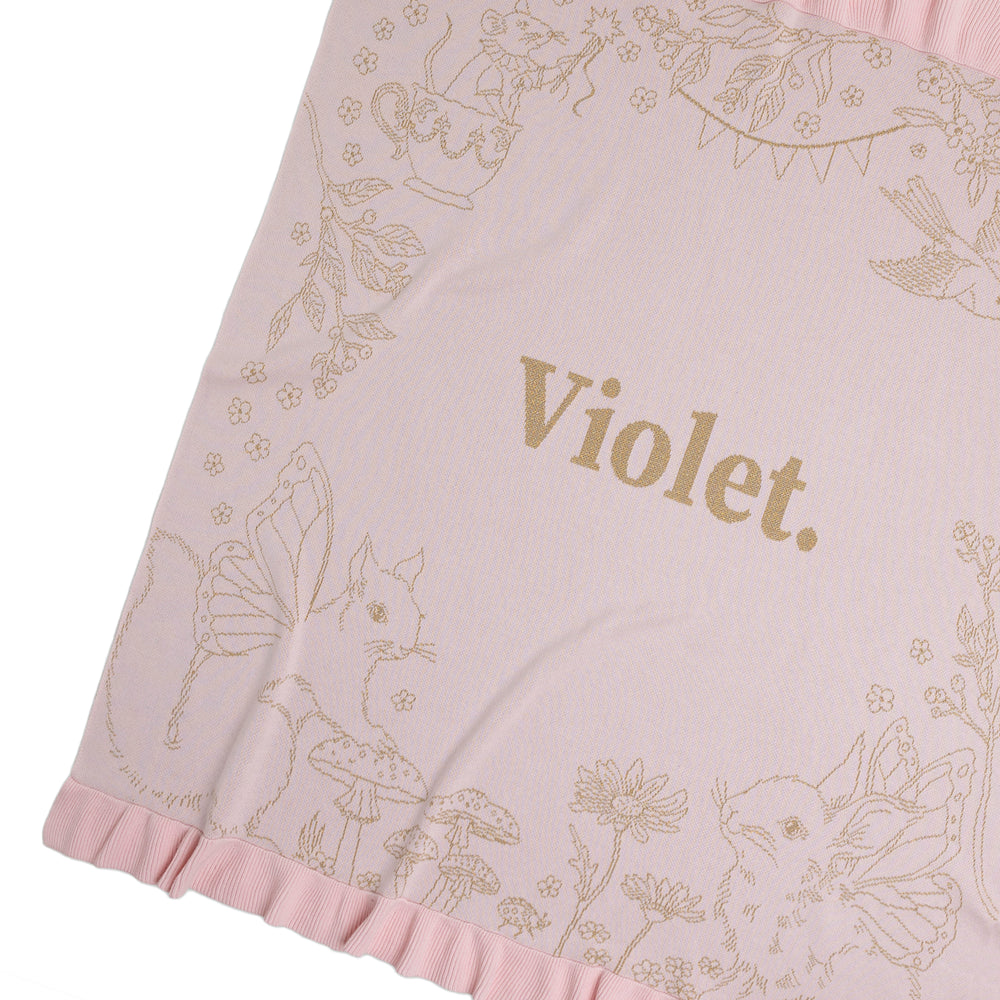 
                  
                    Load image into Gallery viewer, Fleur Harris Gold Lurex Garden Party Personalised Name Blanket
                  
                
