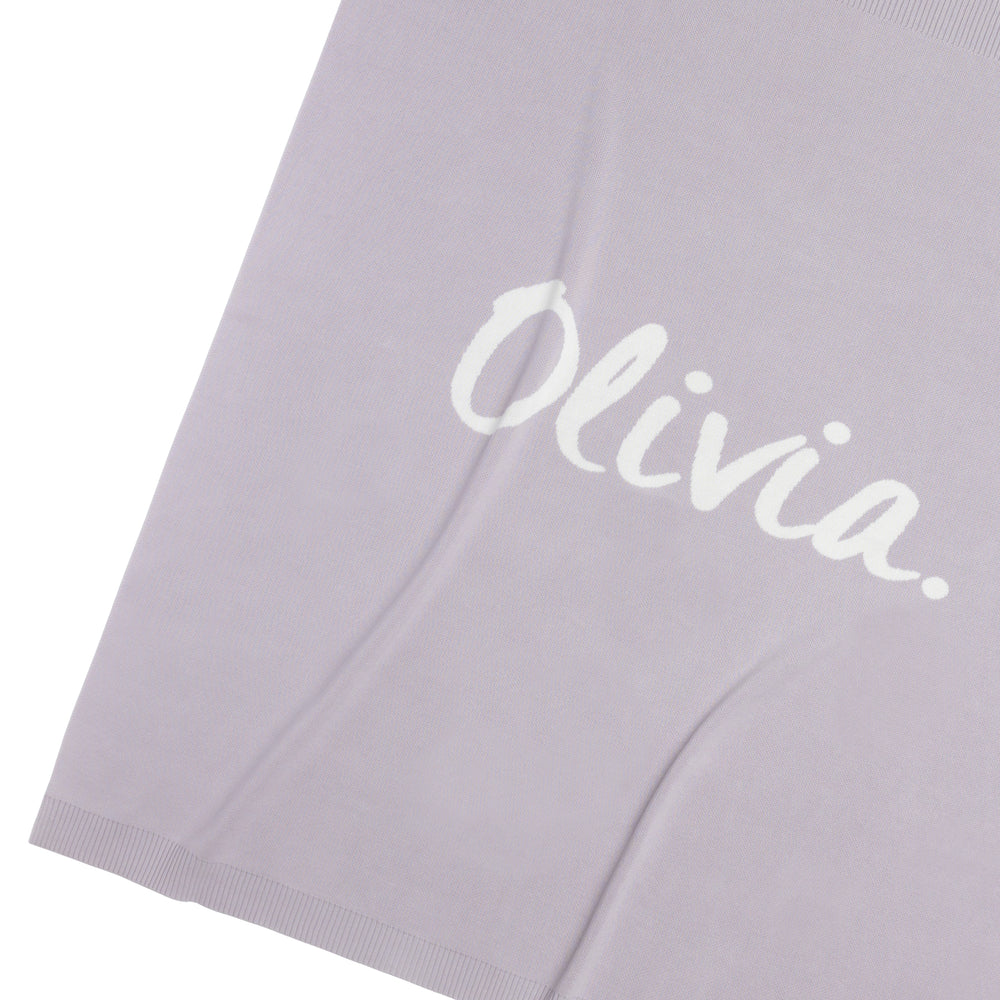 Dusty Purple & Ivory Personalised Name Blanket