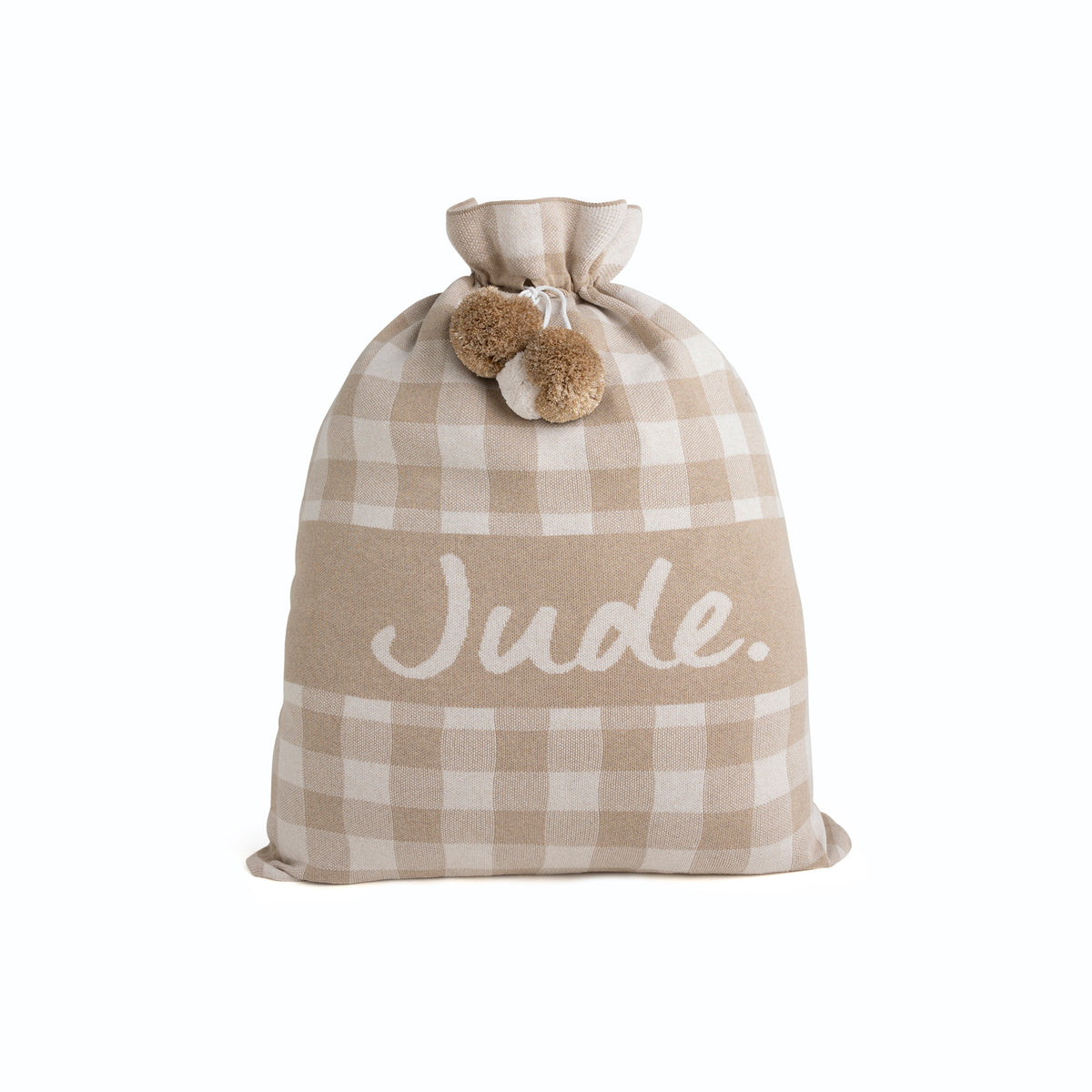 Classic Christmas Santa Sack in Light Camel Gingham - personalised and made to order by Namely Co