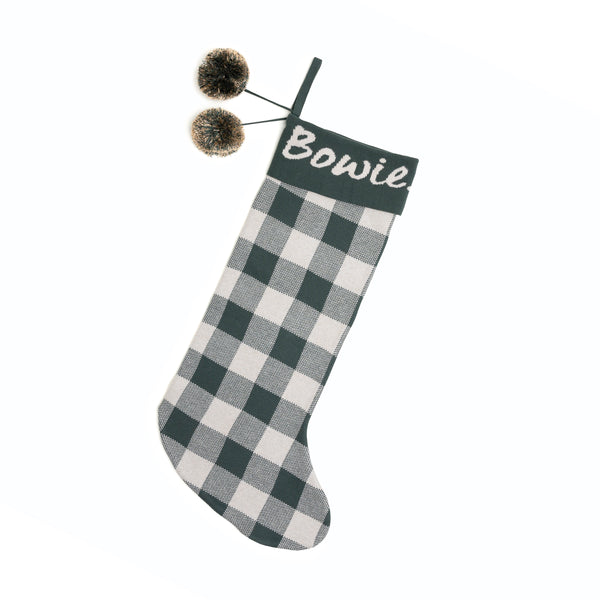 Classic Christmas Santa Stocking - Dark Forest Gingham