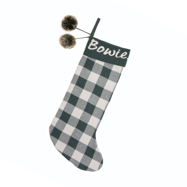 Classic Christmas Santa Stocking in Dark Forest Gingham - personalised and made to order by Namely Co