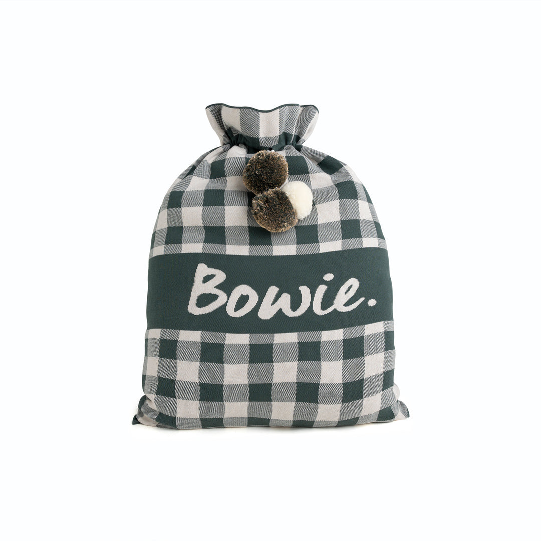 Classic Christmas Santa Sack in Dark Forest Gingham - personalised and made to order by Namely Co