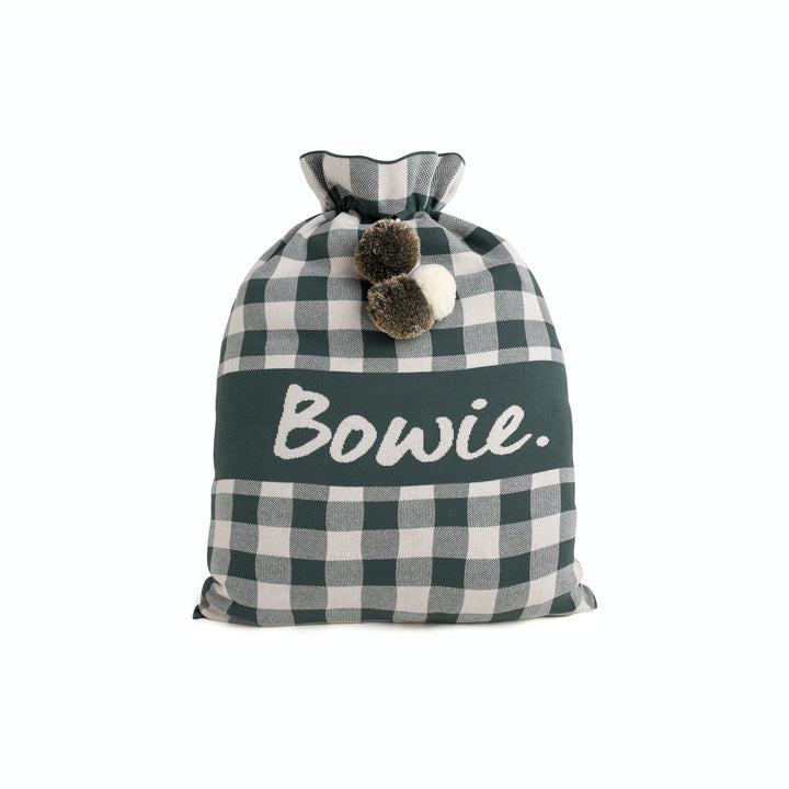 Classic Christmas Santa Sack in Dark Forest Gingham - personalised and made to order by Namely Co