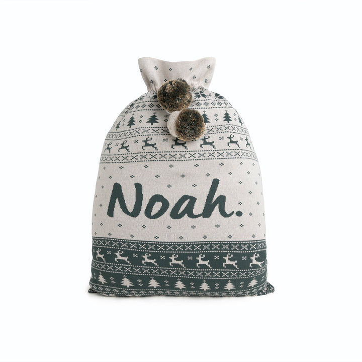 Classic Christmas Santa Sack in Fair Isle Dark Forest - personalised and made to order by Namely Co