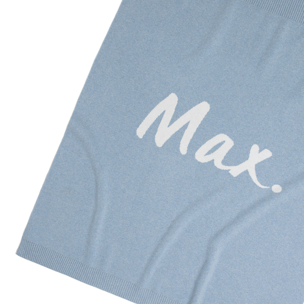 Dream Blue Marl & Ivory Personalised Name Blanket