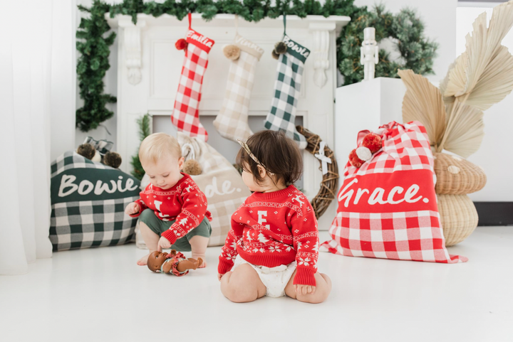 Classic Christmas Santa Stocking in Red Gingham - personalised and made to order by Namely Co, view 3
