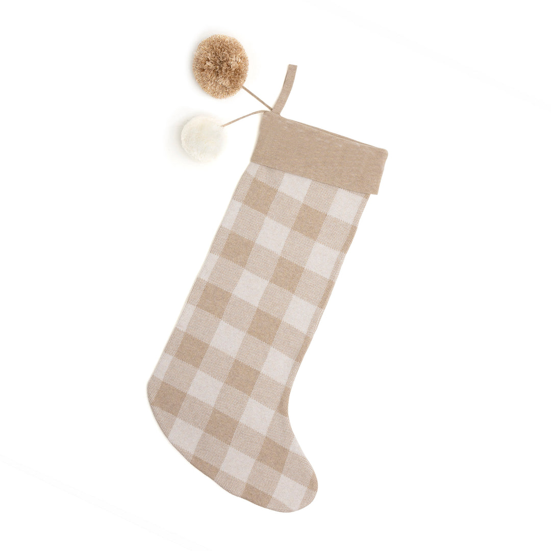 Classic Christmas Santa Stocking in Light Camel Gingham - personalised and made to order by Namely Co, view 3