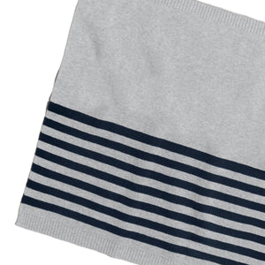 
                  
                    Load image into Gallery viewer, Mini Doll Blanket/Comforter: Stripe Navy, Grey &amp;amp; Ivory
                  
                