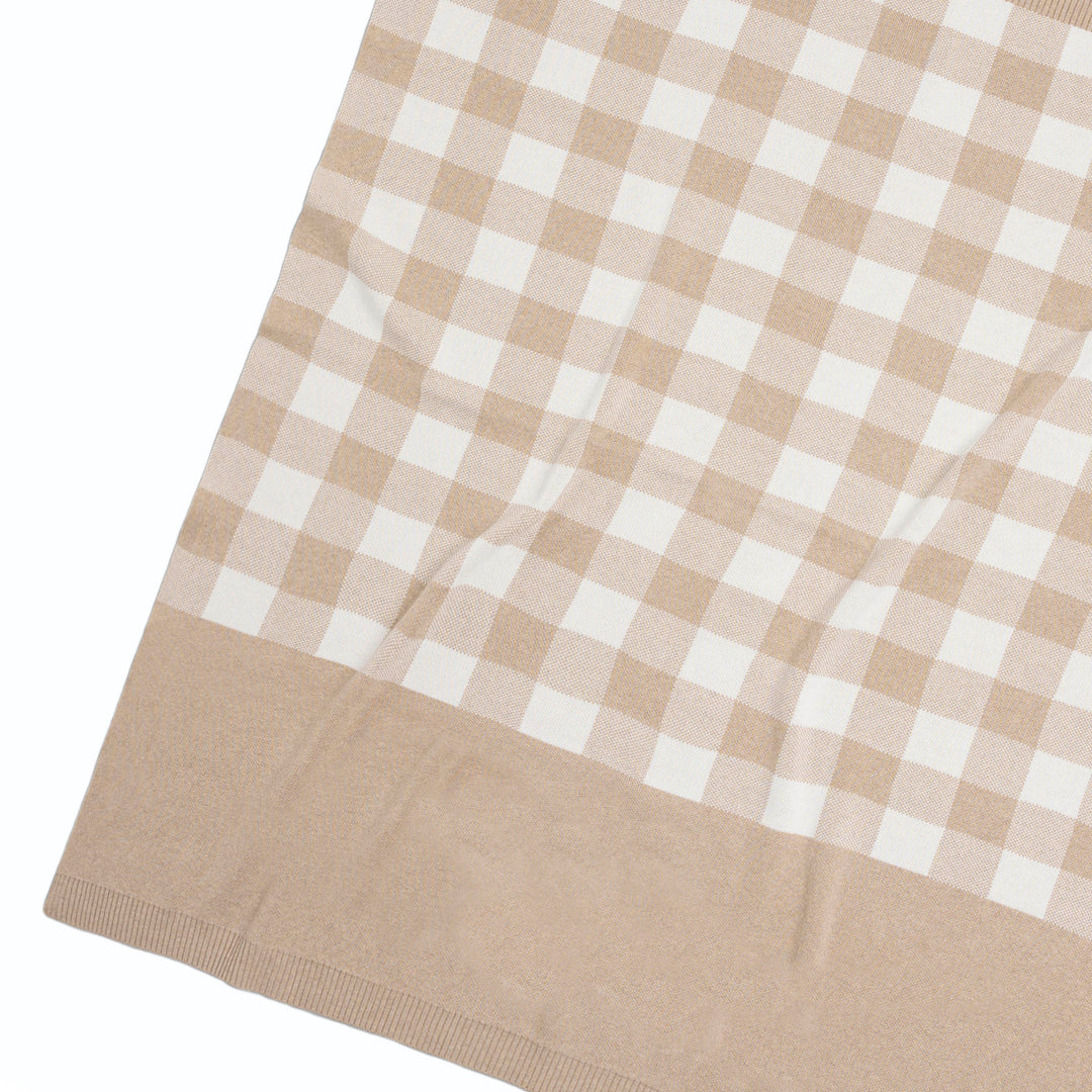 Gingham Name Blanket in Light Camel - personalised and made to order by Namely Co, view 4