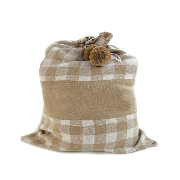 Classic Christmas Santa Sack in Light Camel Gingham - personalised and made to order by Namely Co, view 3